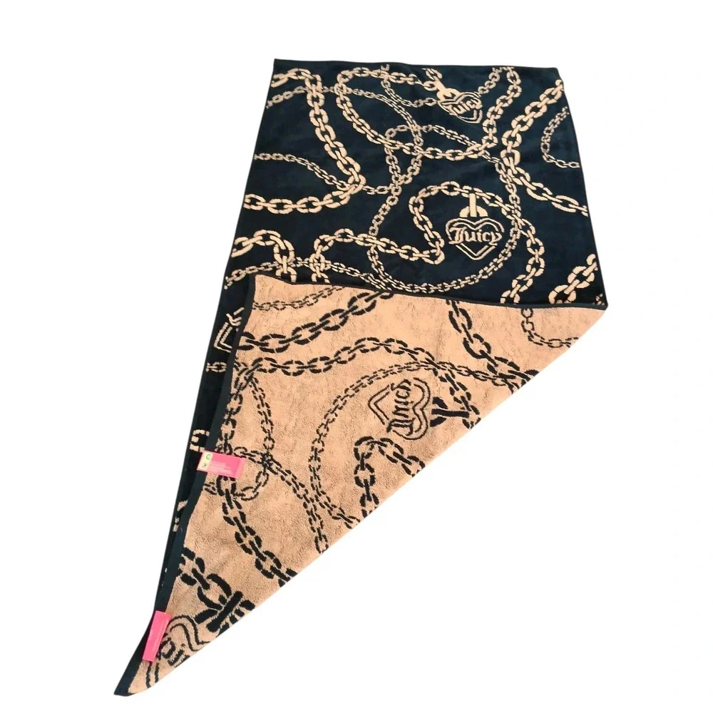 RARE NEW Juicy Couture Bath Beach Towel‎ Luxe Equestrian Gold Chains Discontinue